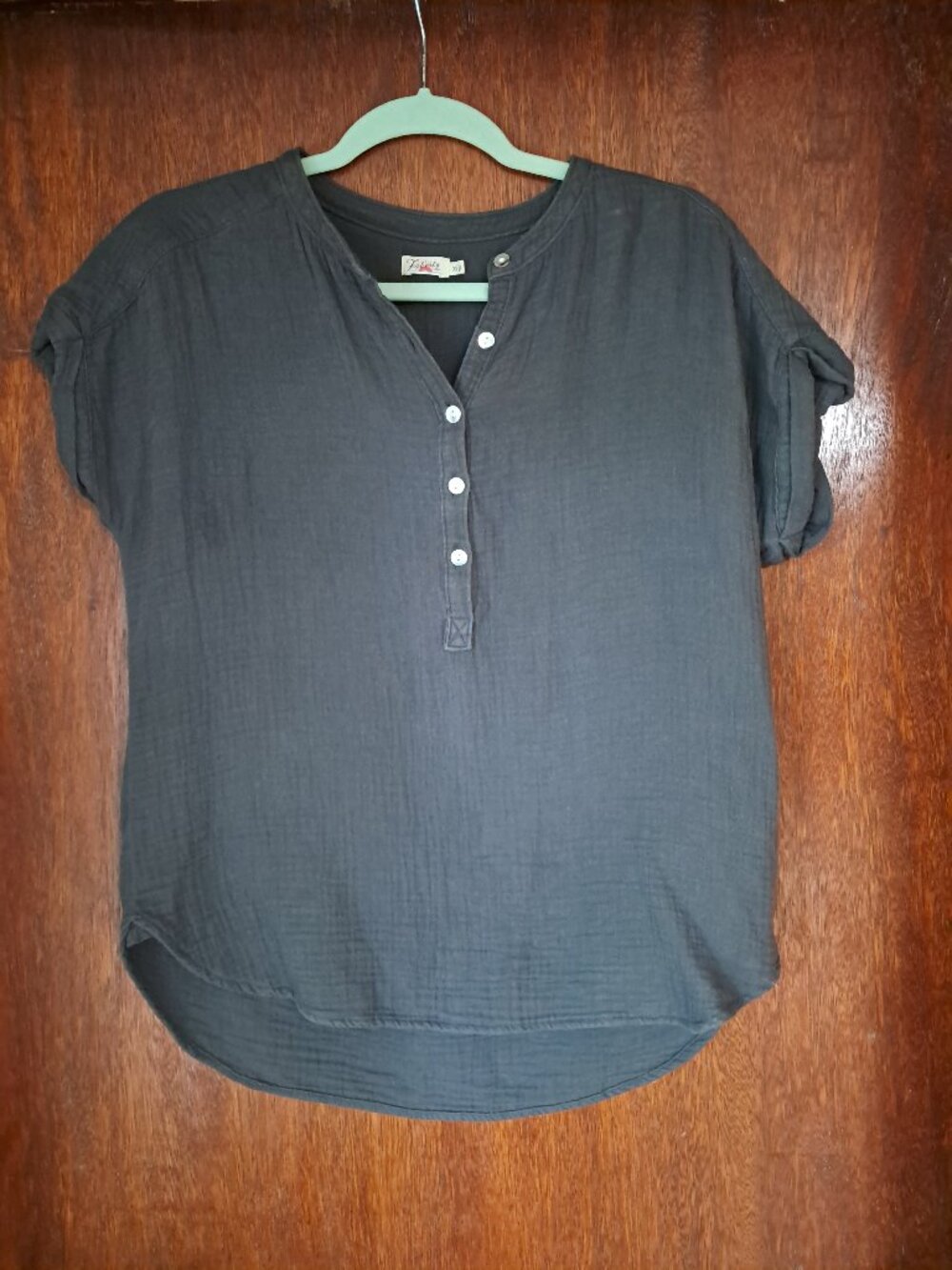 Faherty Women Top Short Sleeve Blouse Grey XS